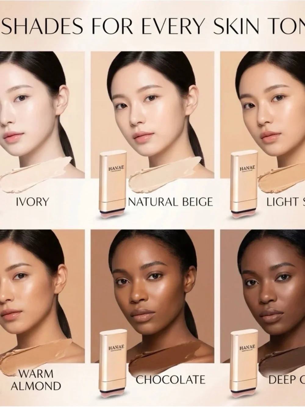 Korean Skincare Natural Beige Stick Foundation with Built-In Brush